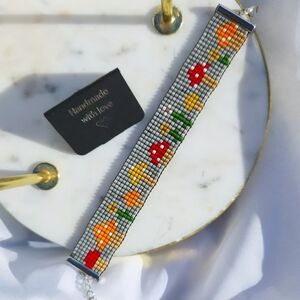 Handmade Mushroom Seed Bead Bracelet